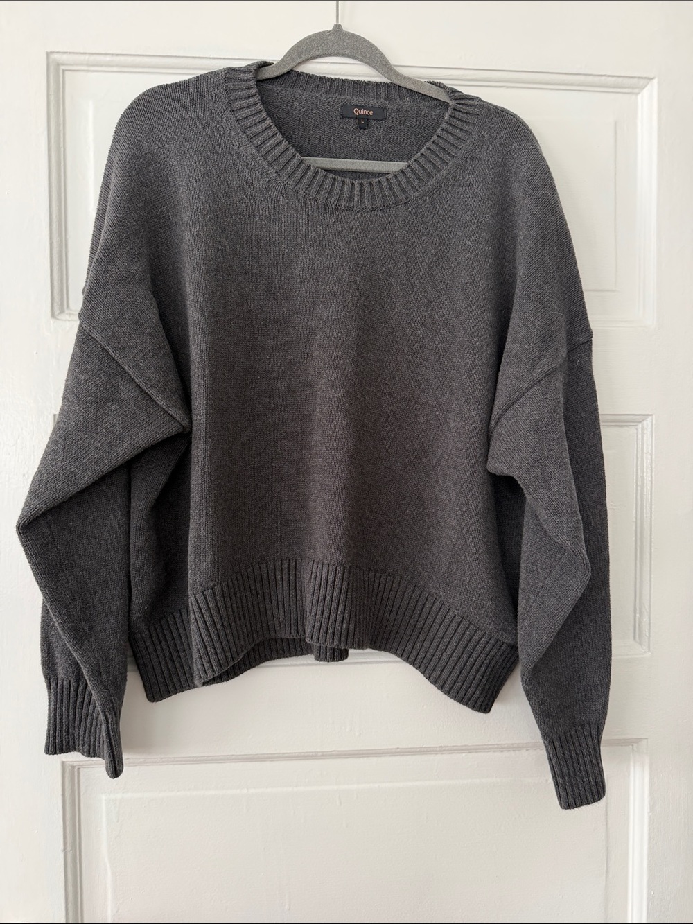 Quince Women's Dark Gray Boxy Crewneck Sweater